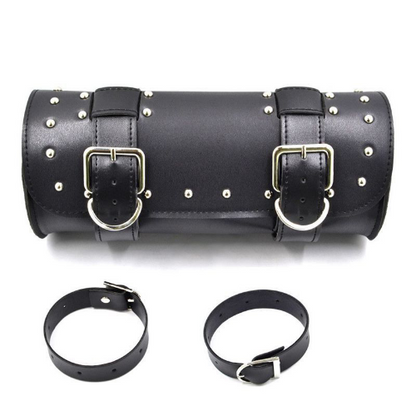 Universal Motorcycle Tool Storage Bag PU Tool Tail Front Fork Roll Saddle Bag