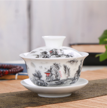 ceramic tureen porcelain gaiwan Chinese cup bowl set zisha tureen multi-pattern