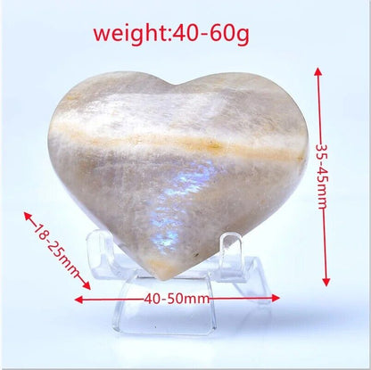 Healing Crystals Natural Moonstones Heart Hand-Polished Free Form Quartz 40-50mm
