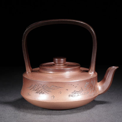 Chinese Yixing Purple Clay Teapot Zisha Ceramic Landscape Teaware Collection Art