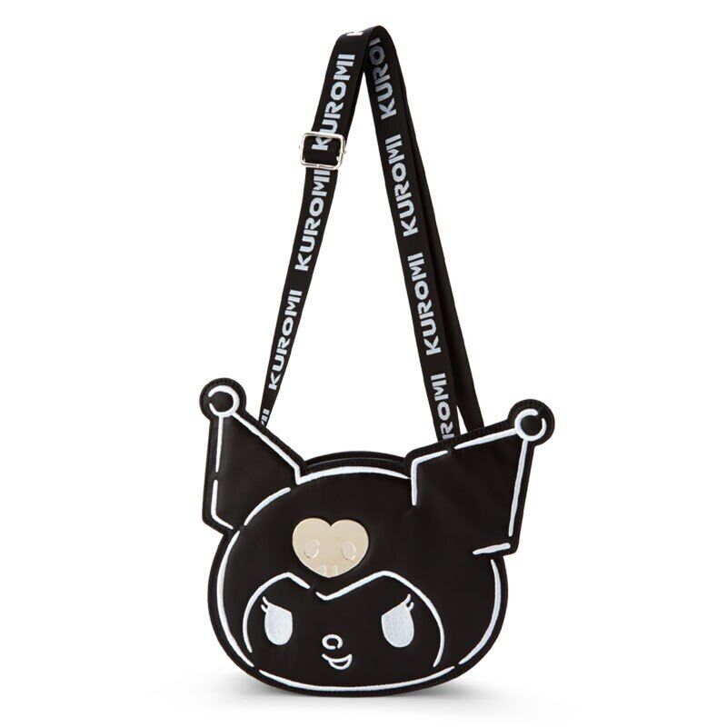 Kuromi Black Embroidered Messenger Bag Shoulder Bag Pu Leather Clutch Coin Purse