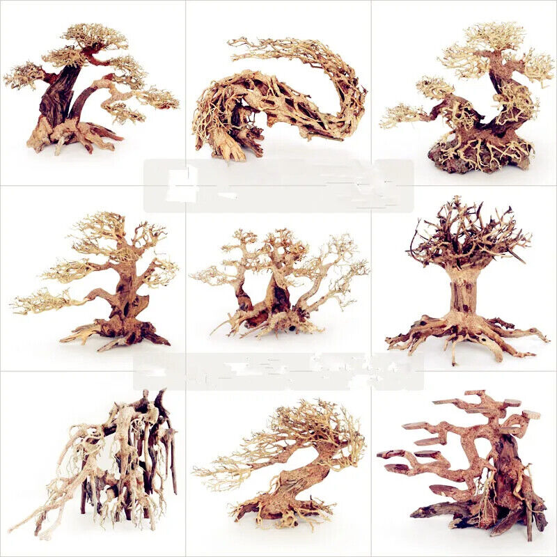 Aquarium Ornament Wood Bonsai Christmas Tree Tank Moss Trunk Driftwood DIY Decor