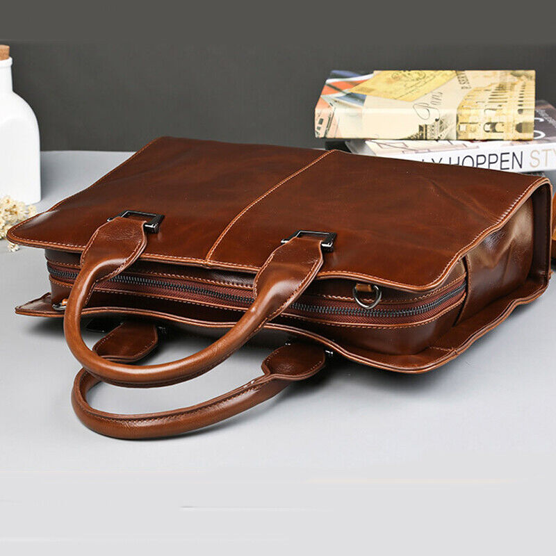 Men's Business Bag Travel Package Leather Briefcase Laptop Bag Shoulder Work Bag