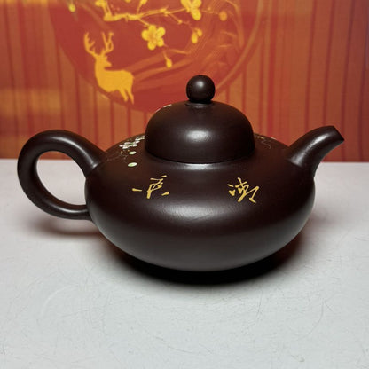 Chinese Yixing Purple Clay Teapot Zisha Ceramic Painted Fine Flower Bird Teaware