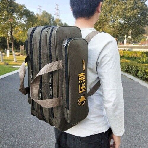 Portable 2/3 Layer Men's Fishing Bag Fish Rod Oxford Fishing Pole Tools Outdoor
