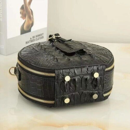 Black Alligator Crocodile Skin Handbags, New Desinger Women's Sling Shouler Bags