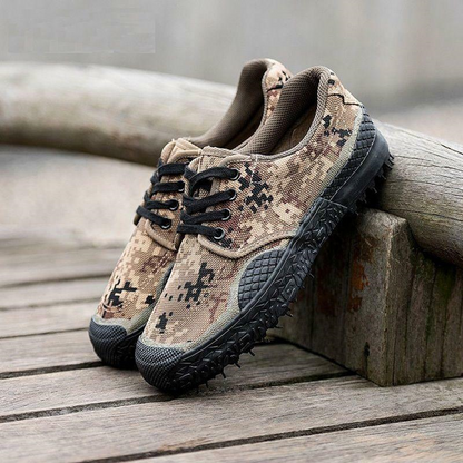 Mens canvas breath Work Slip Resistant Military Farm camo Shoes lace up training