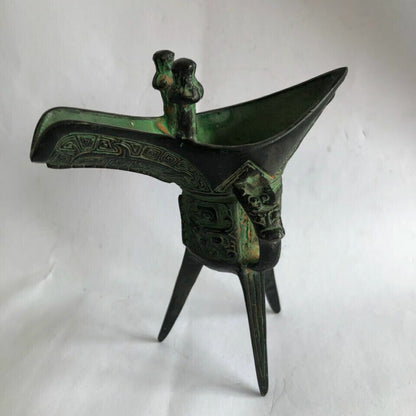 Chinese Antique Collection Qin Dynasty Bronze Sculpture Wine Glass