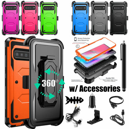 For Samsung Galaxy S10 5G Heavy Duty Clip Holder Belt Case Cover, w/ Accessories
