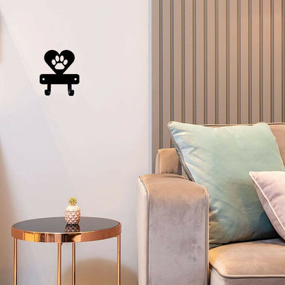Miniature Cat Paw In Heart Key Rack Holder Wall Mounted Hook Up Home Decor