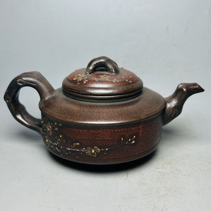 Vintage Chinese Yixing Purple Clay Teapot Zisha Ceremony Plum Blossom Teaware