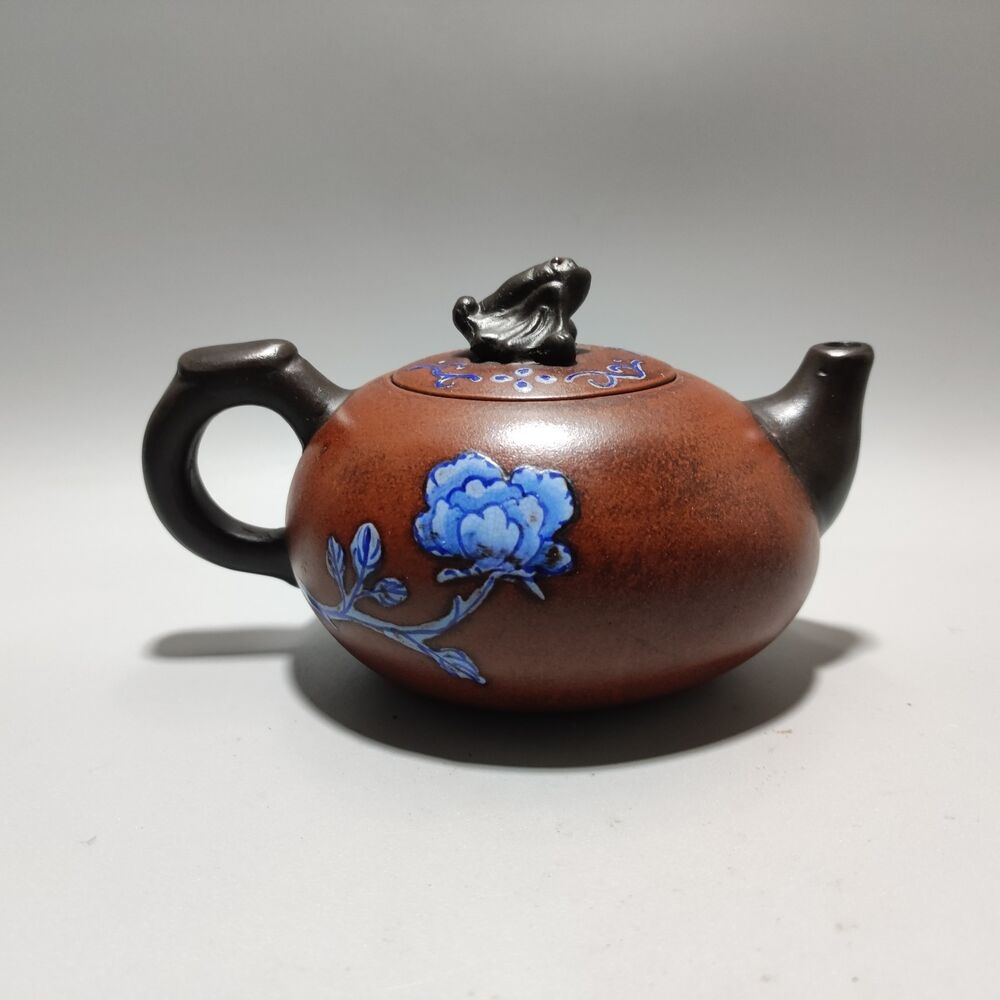 Vintage Chinese Yixing Purple Clay Teapot Zisha Ceremony Painted Nice Teaware