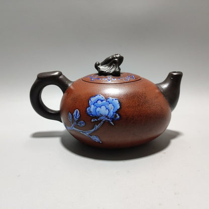 Vintage Chinese Yixing Purple Clay Teapot Zisha Ceremony Painted Nice Teaware