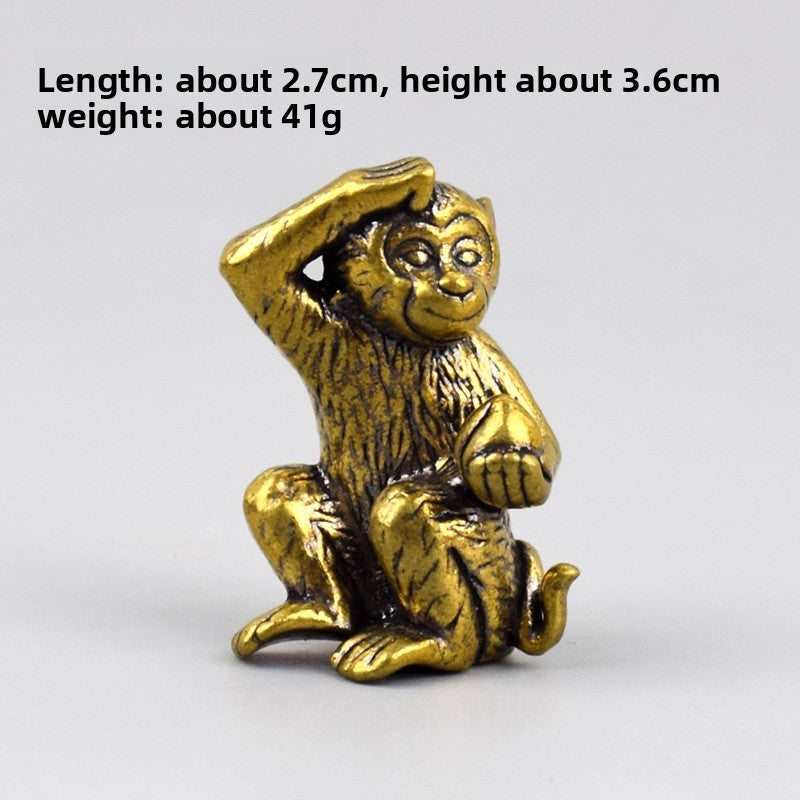 1Pc Retro Brass Twelve Chinese Zodiac Ornament Desktop Handicraft Tea Pet