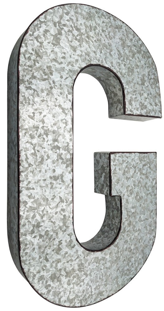 Huge 20" Metal Letter Hanging Wall Décor, Galvanized Metal with Rusted Edges