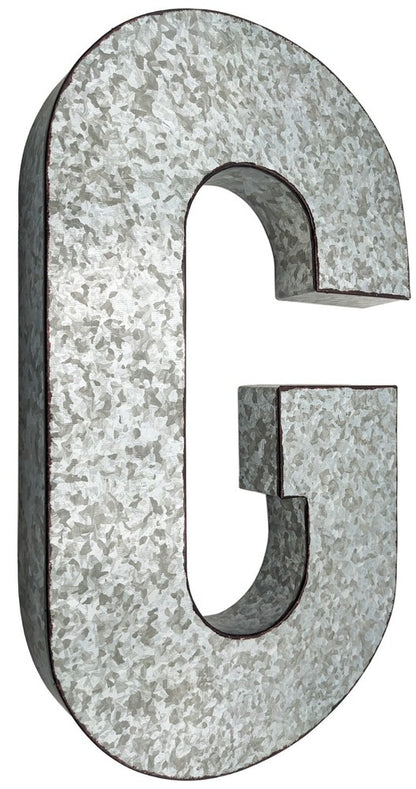 Huge 20" Metal Letter Hanging Wall Décor, Galvanized Metal with Rusted Edges