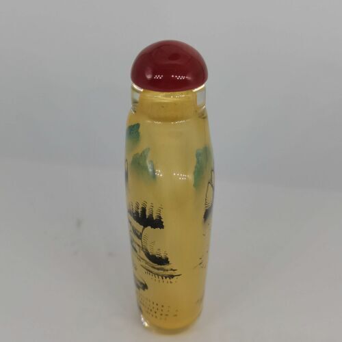 Chinese Old Beijing Glaze Inside Painting Landscape Exquisite Snuff Bottle Art