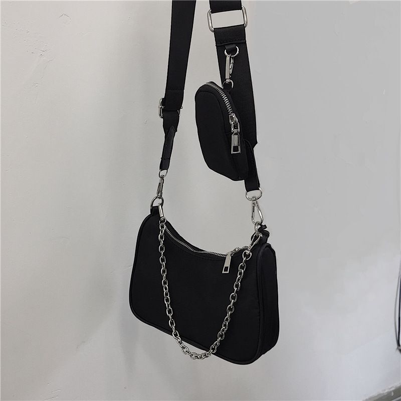 Hobos Underarm Bag Oxford Nylon Shoulder Crossbody Bags Chain Small Handbags 1PC