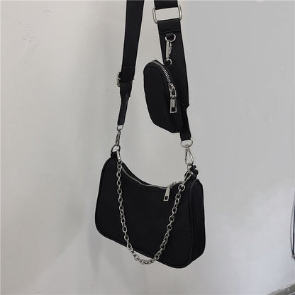 Hobos Underarm Bag Oxford Nylon Shoulder Crossbody Bags Chain Small Handbags 1PC