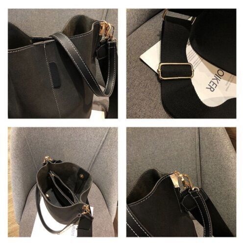 Luxury Handbag Bucket Bag Leather Shoulder Purse Large Wide Strap Crossbody Bags