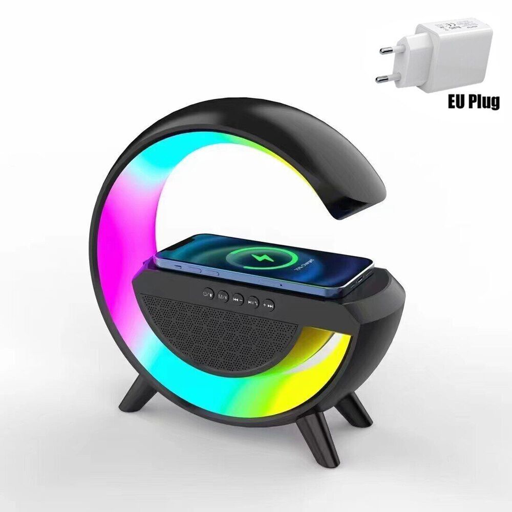 LED RGB Night Light Atmosphere Lamps Bluetooth Speaker Phone Wireless Charger