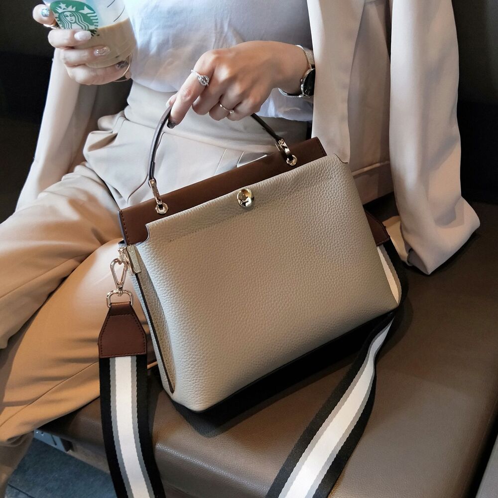 Genuine Leather Handbag Tote Crossbody Bag Satchel Purse 27x11.5x21.5 Cm Cotton