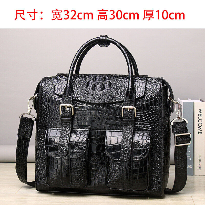 Top Cowhide Crocodile Alligator Embossed Handbag Men's Luxury Business Briefcase