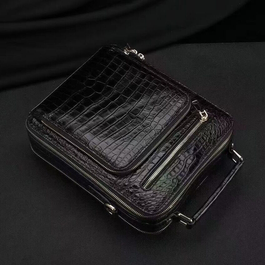 Handcrafted Crocodile Skin Leather 12" Men's Luxury Shoulder/Messenger Handbags