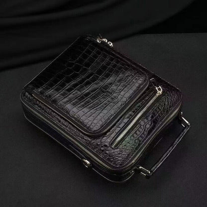 Handcrafted Crocodile Skin Leather 12" Men's Luxury Shoulder/Messenger Handbags