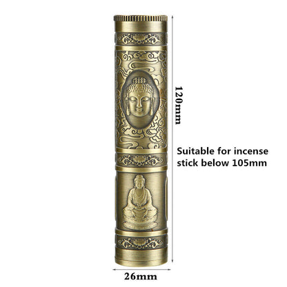Buddha Metal Incense Storage Box Waterproof Incense Stick Storage Tube Case Gift