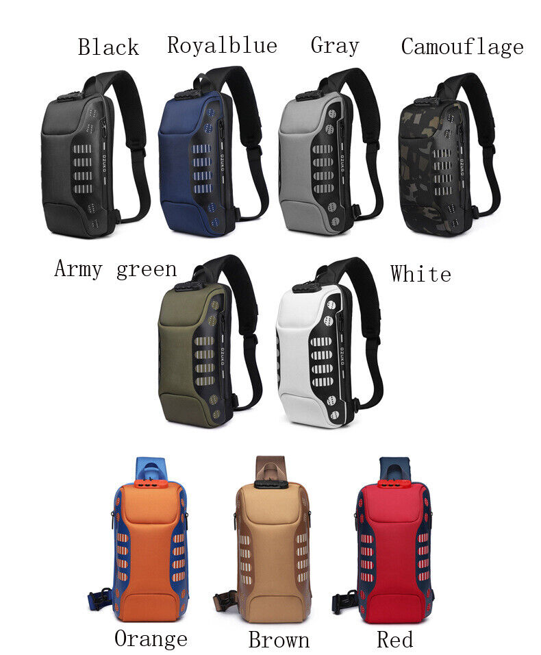 Men's Sling Backpack Oxford cloth Waterproof&Anti-theft Crossbody Sport Bags USB