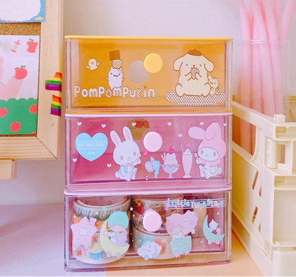 Cute Women Kids Gril 3 Layers Desk Jewelry Box Cosmetic Case Stationery Clip Box