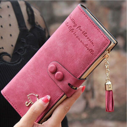 Wallet Clutch Synthetic Leather Tassel Card Holder Phone Bag Money Coin Purses