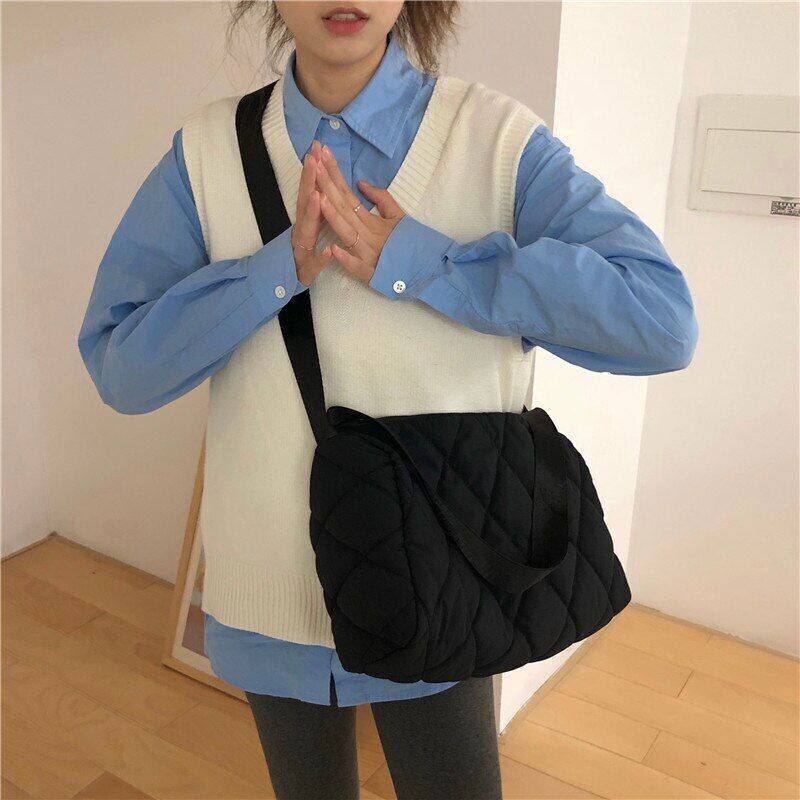 Black Quilted Bag Handbags Women's Bag Fashion All-Match Shoulder Bag Tote Bag
