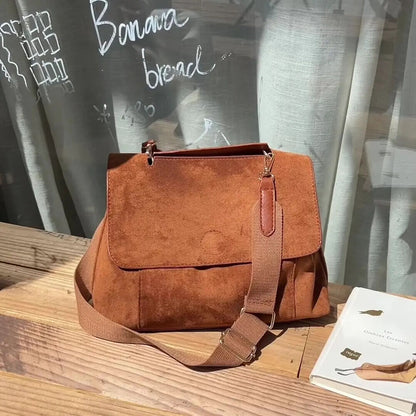 Women Handbag Brown Suede Autumn Winter Bag Women's Crossbody Bag One Shoulder