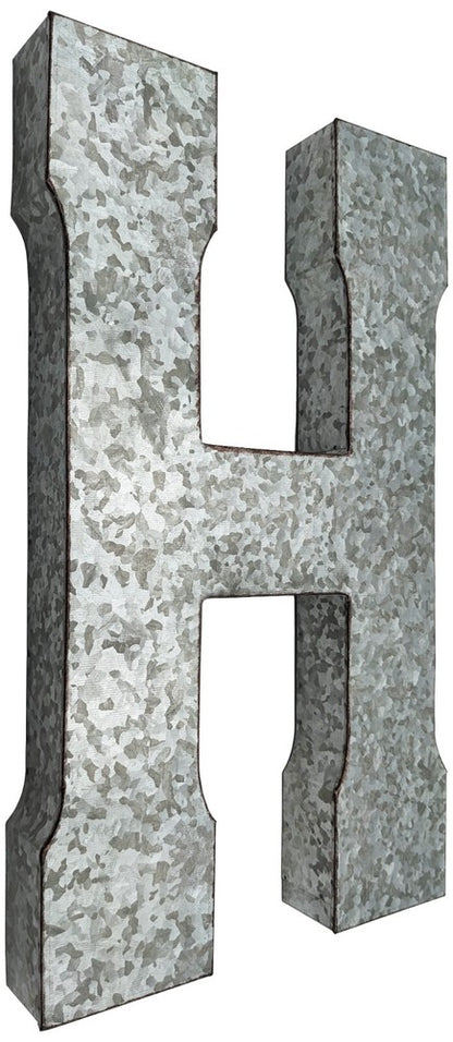 Huge 20" Metal Letter Hanging Wall Décor, Galvanized Metal with Rusted Edges