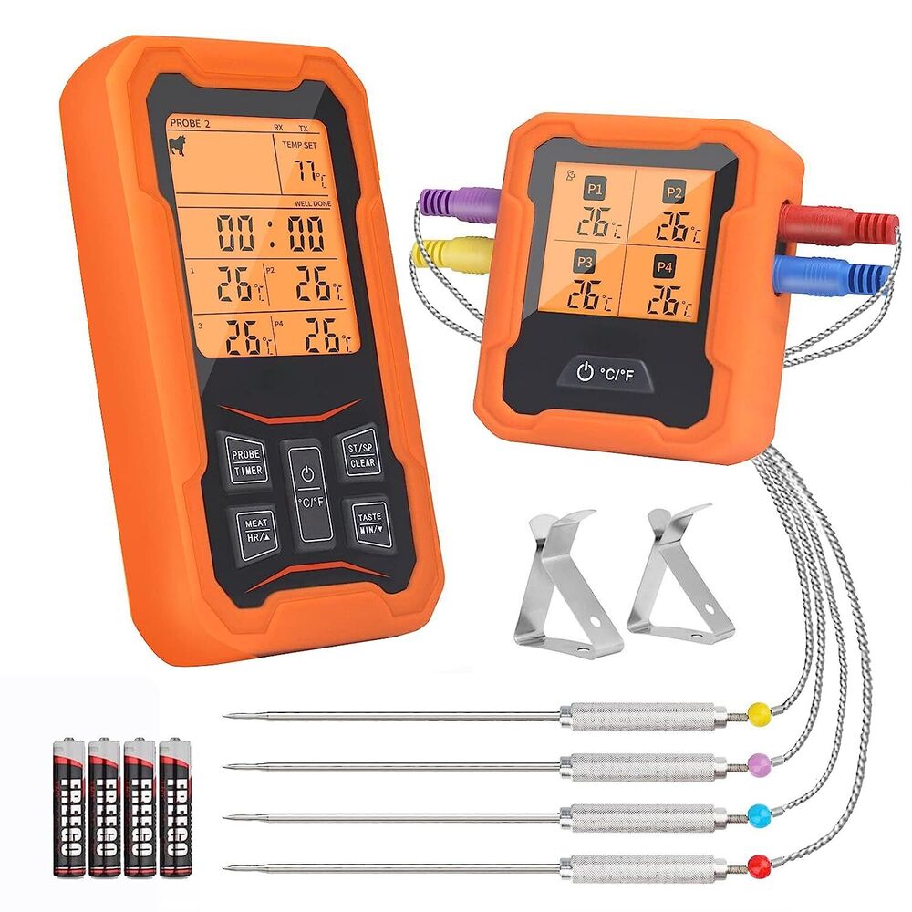 Wireless Remote Thermometer Probe BBQ Grill Kitchen Oven Food Cooking Smoke