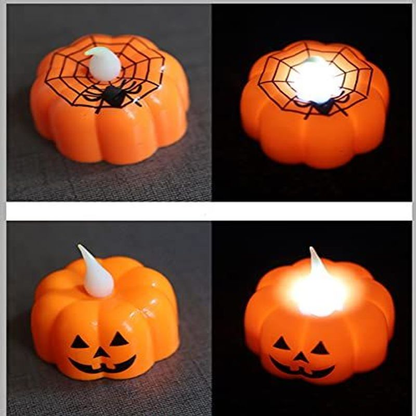 JHION 12 Pack Halloween Pumpkin Tealights, LED Lights Battery