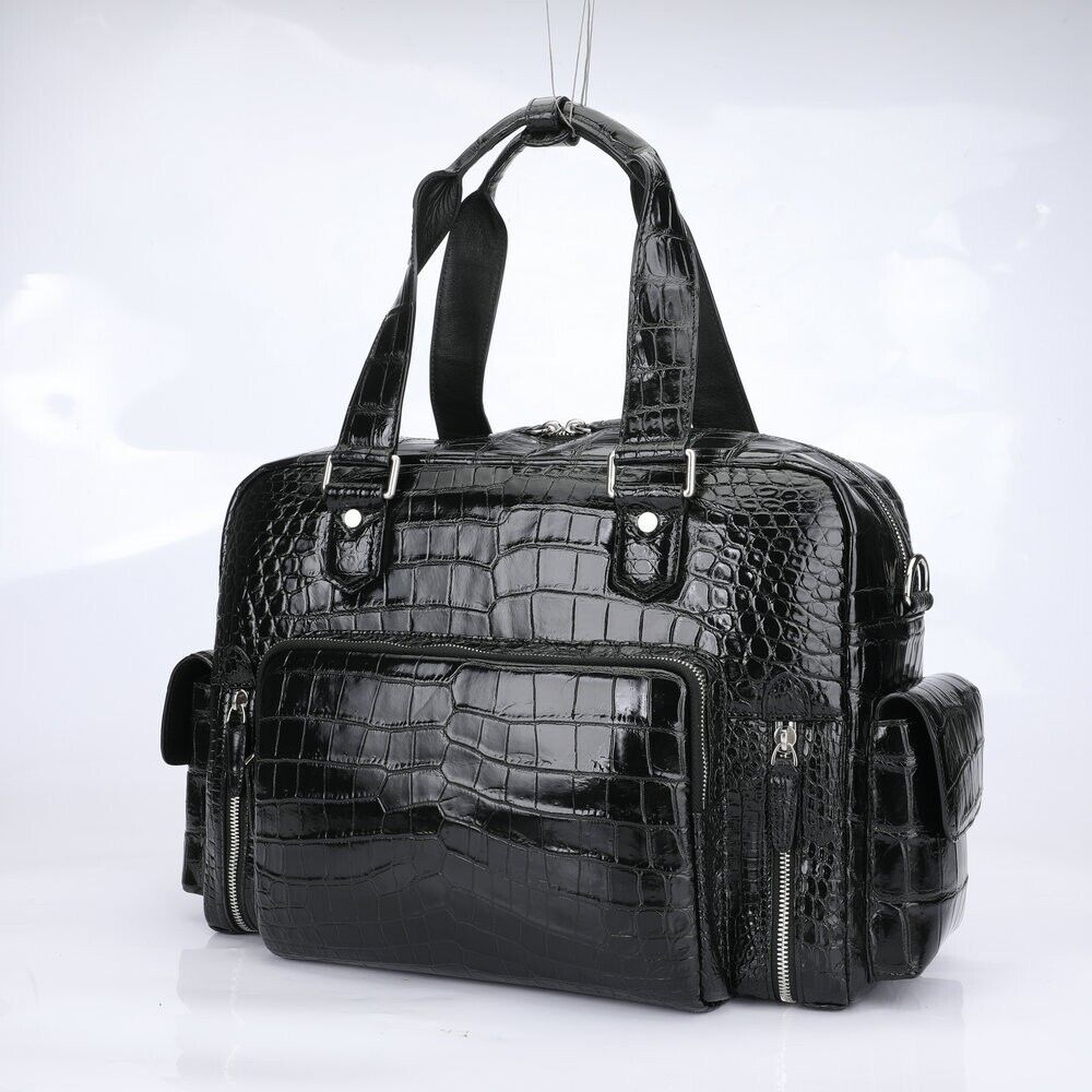 Real Crocodile Belly Skin Leather Bag Men's Travel Luggage Luxury Large Handbags