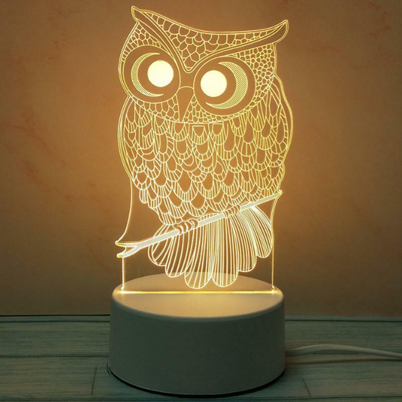 3D LED Night Light USB Chrome Small Table Lamp Hearts Novel Illusion Lamp Girl
