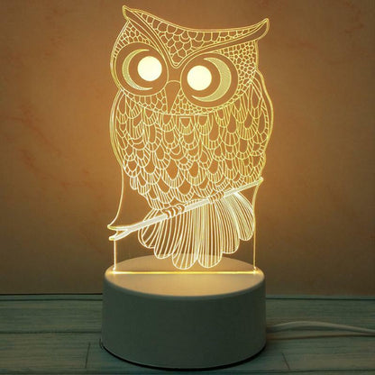 3D LED Night Light USB Chrome Small Table Lamp Hearts Novel Illusion Lamp Girl
