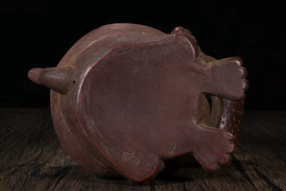 Chinese zisha clay Cute Hippo statue sculpture Wealth home decor decorative rare