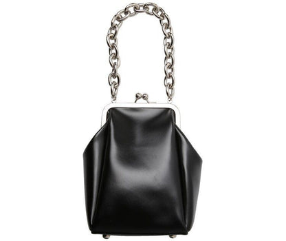 Vintage Shell Clip Shoulder Bag Wide Strap Handbag Synthetic Leather Chain Purse