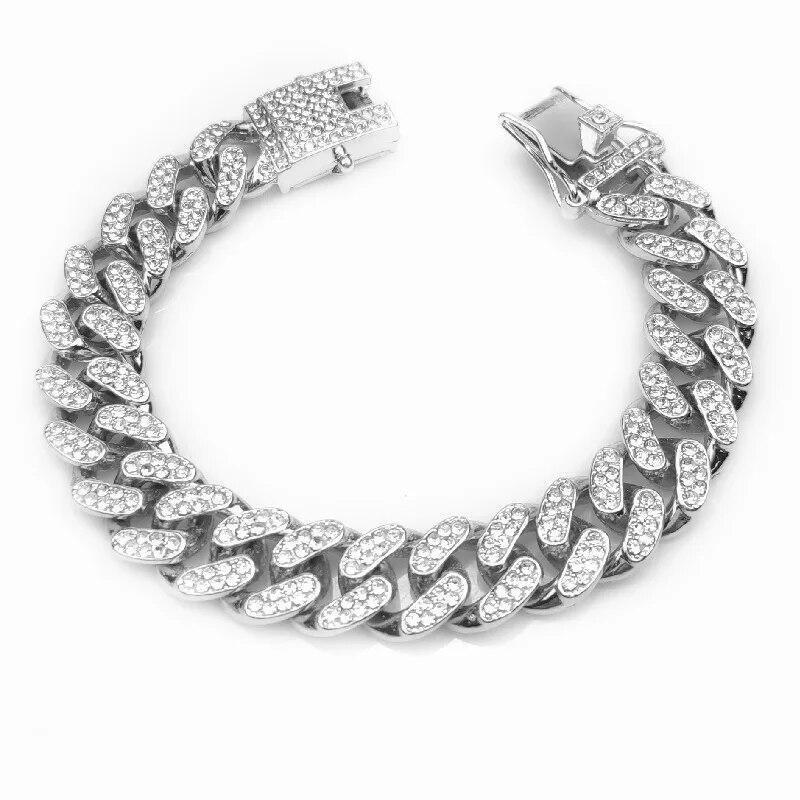 Luxury Dog Collar Diamond Chain Cuban Gold Rhinestones Pitbull Cat Necklace Gold