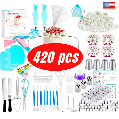 Cake Decorating Kit Set Tools Bags Piping Tips Pastry Icing Bags Nozzles 420 pcs