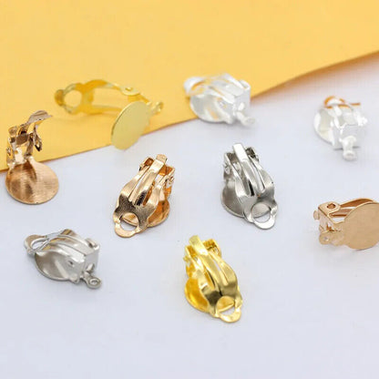 20pcs Gold Silver Clip-on Earring Converter Ear Clip Base Jewelry Making Finding