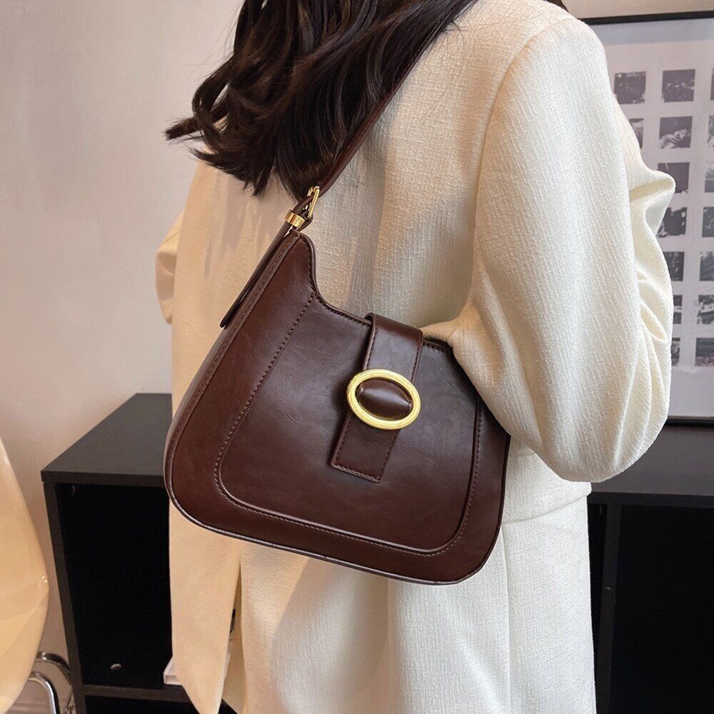 Moon Shoulder Bags Women PU Leather Crossbody Bag Work Ladies Handbags
