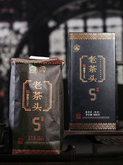 LAO CHA TOU * 2022 Ba Jiao Ting Pu-erh Pu'er 5 Years Aged Puer Tea 400g Ripe Cha
