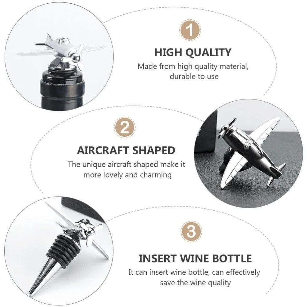 Wine Bottle Stoppers Zinc Alloy Silicone Airplane Shaped Vacuum Sealer Beer Cork