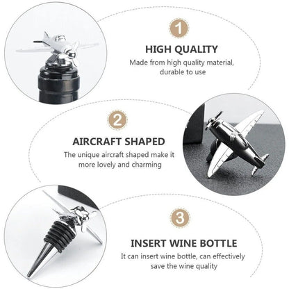 Wine Bottle Stoppers Zinc Alloy Silicone Airplane Shaped Vacuum Sealer Beer Cork